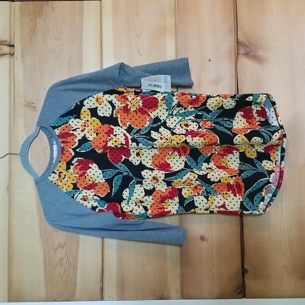 Floral, Baseball Style Graphic Tee, LuLa Roe, Size S